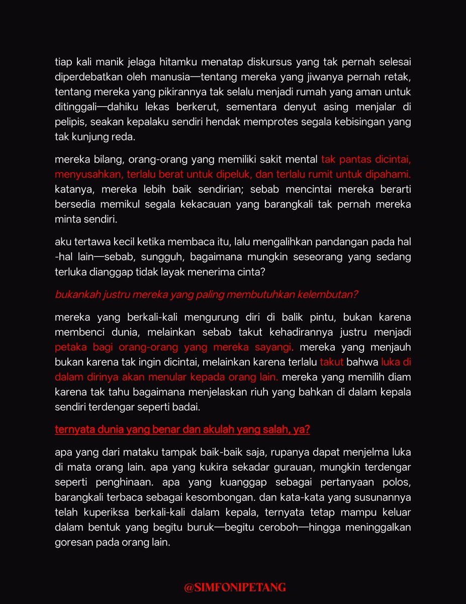 Simfonipetang's tweet photo. Maaf sudah hadir ke dunia ini. 

⚠️ mental health https://t.co/ssNwMEy7RF