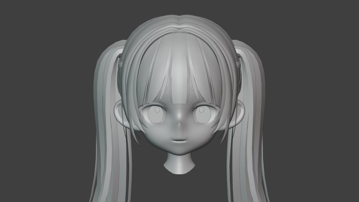 rure_3d's tweet photo. 目をつけると一気にかわいくなりました💕
全体を作ってから、前髪を非対称にしたりアホ毛をはやしたるする予定です
#blender #unity #3dcg #wip #VRChat https://t.co/jo8uzIyuwM