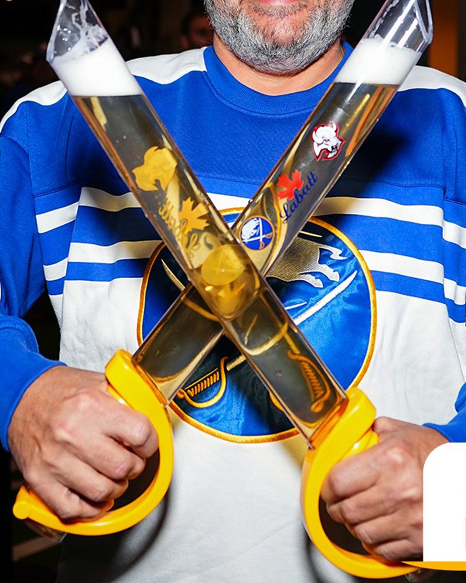 stadium_eats_'s tweet photo. The Buffalo Sabres have a Beer Sabre. 

The Buffalo Bills now have a Beer Horn. https://t.co/2vNgatG81Q