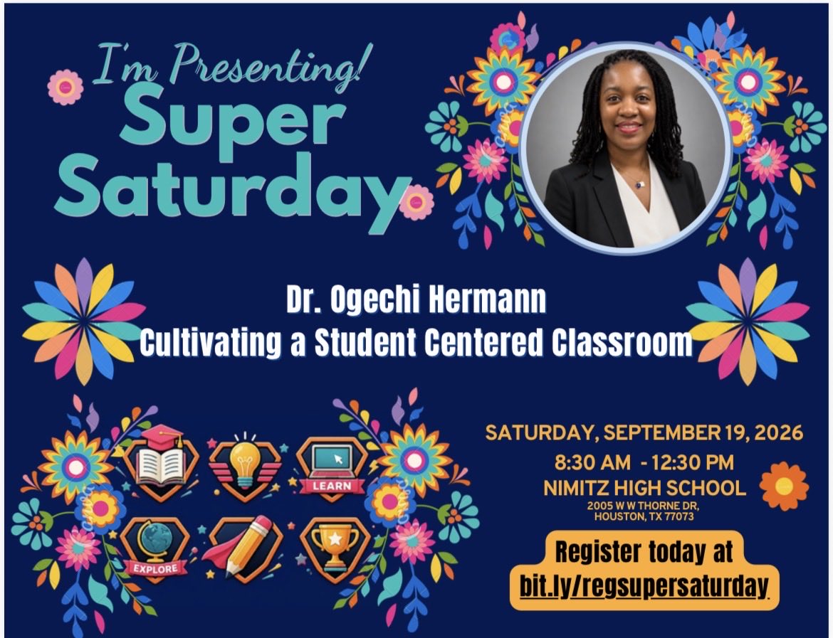 ukoha_ogechi's tweet photo. I am looking forward to Super Saturday! Join me as we dig deep into the foundations of effective teaching to Cultivate a Student-Centered Classroom. Register today and see you there!!
@AldineProfLearn @AldineAFT6345 #choosealdine https://t.co/d3rCqOuY6A