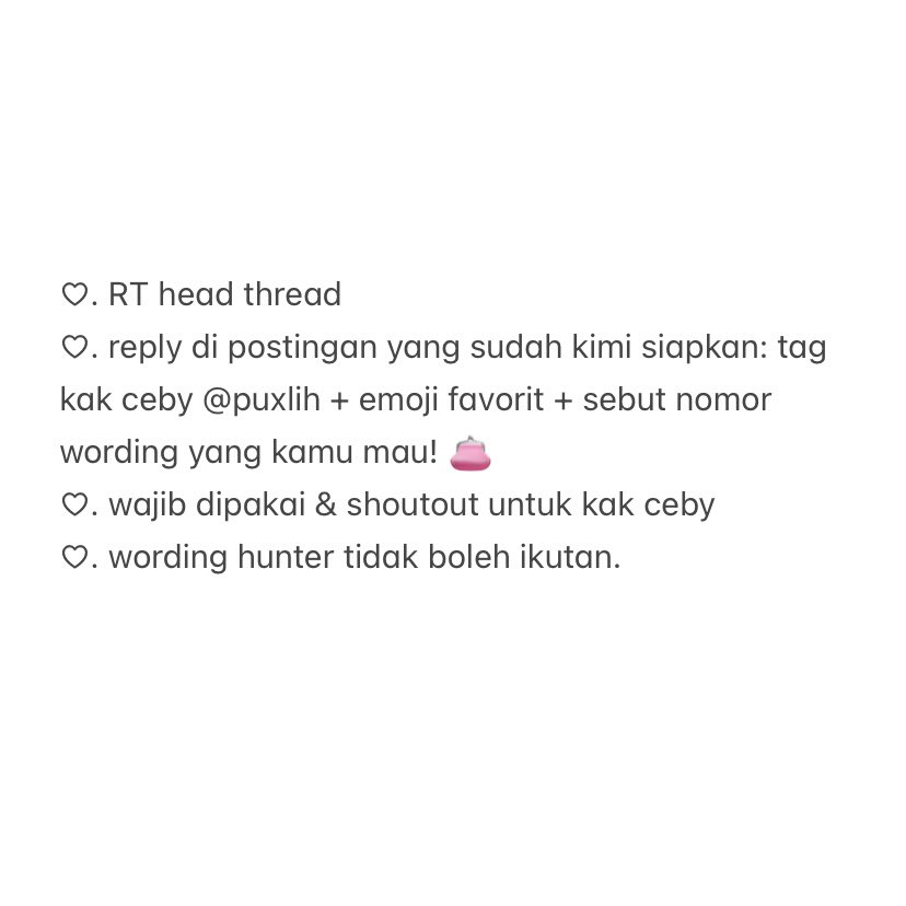 withlovekimi's tweet photo. help retweet? arigatOu! 🎀

🐰 edisi JUMAT BERKAH! KAK CEBY ( @puxlih ) :  membagikan 5 WORDING BIO &amp; 3 PINNED GRATIS yang bisa kamu ambil !  🍥🥢🏩 

📅: START 18 SEPTEMBER
end: 19 SEPTEMBER, pukul 10.00 wib

how to claim? 
cek gambar ketiga! 🍧👚

tag. #bealanja https://t.co/yDPWfnAJ1A