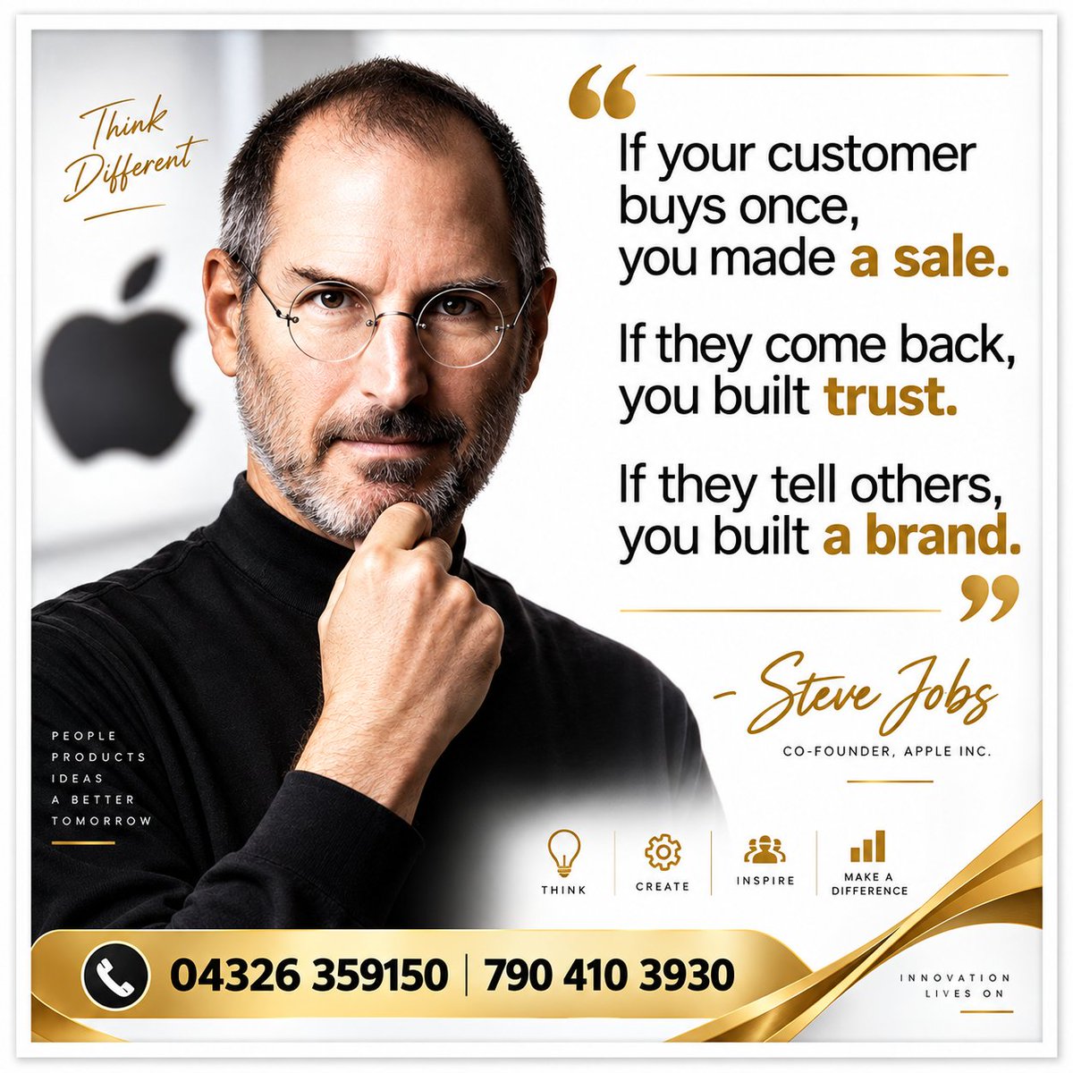 gosmartcrypto's tweet photo. ✨ Don’t just make sales.
🤝 Build trust.
🚀 Build a brand.
- Steve Jobs
#BusinessMindset #CustomerTrust #BrandBuilding #CustomerLoyalty #BusinessGrowth #Entrepreneurship https://t.co/vGZyMB4B31