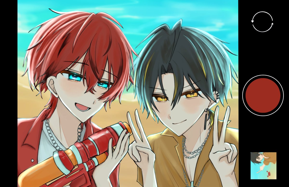 Dentak0730's tweet photo. 🏖🔫🦀✨️
  #ロゼの絵  #あかるいアート https://t.co/hnPilPUnhL