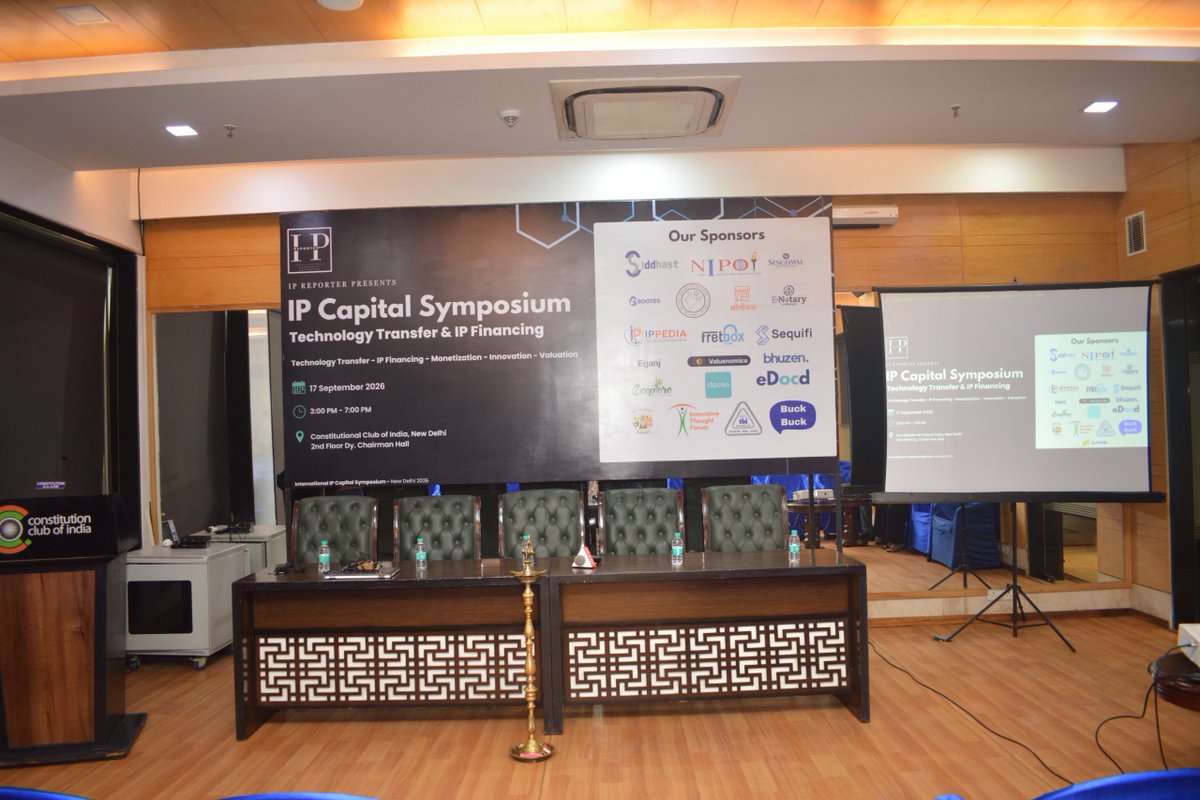 ipreporterindia's tweet photo. IP Reporter successfully hosted the IP Capital Symposium on “Technology Transfer & IP Financing” on 17 September 2026 at the Constitutional Club of India, New Delhi.

The symposium brought together IP professionals, industry leaders, innovators, researchers, entrepreneurs, and stakeholders for insightful discussions on technology transfer, IP financing, commercialisation, and building a stronger innovation ecosystem.

The event provided a valuable platform for knowledge sharing, meaningful discussions, and networking, highlighting the growing importance of intellectual property in driving innovation and creating economic value.

We sincerely thank all our esteemed speakers, guests, partners, and participants for their valuable contributions and support in making the symposium a meaningful and engaging gathering.

Together, we continue to strengthen the bridge between Intellectual Property, Innovation, and Capital.

#IPCapitalSymposium #TechnologyTransfer #IPFinancing #IntellectualProperty #Innovation #IPReporter #IPCommercialisation #InnovationEcosystem
