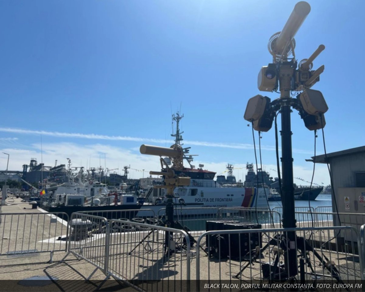 MarieInRomania's tweet photo. 🇷🇴 După mai multe incursiuni pe litoral, România își protejează porturile. În portul militar Constanța e deja în teste Black Talon, venit cu Marina SUA: detectează și bruiază dronele pe 10 km. Urmează porturile militare Mangalia, Brăila și Tulcea.

#Romania #MareaNeagra #OTAN https://t.co/HS6T7sXMlj