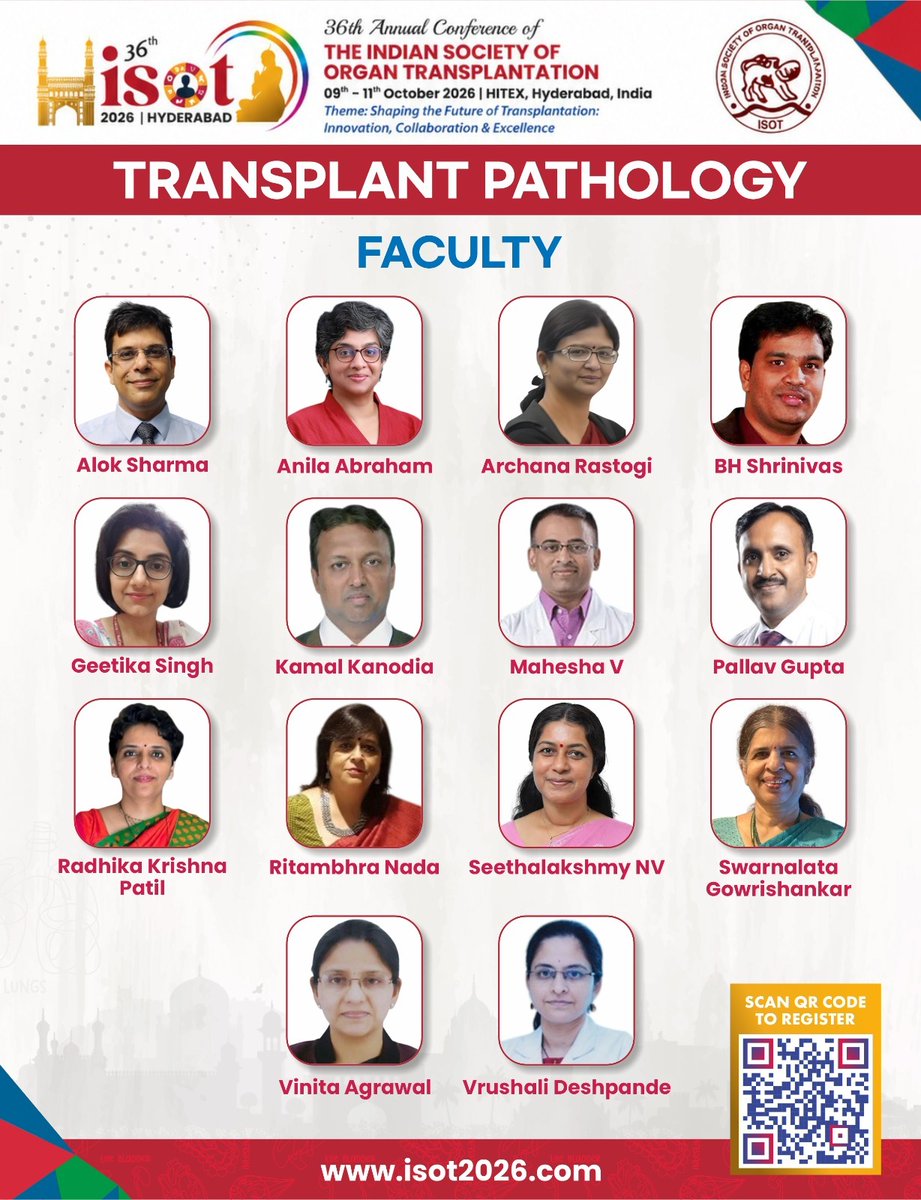 IndiaSoTx's tweet photo. When the biopsy tells the story...

An exciting lineup of experts in the Transplant Pathology.

Join us at ISOT 2026, Hyderabad.

@ISOT2026
@isn_india 
@IndiaSoTx https://t.co/fIWFrrWCoP