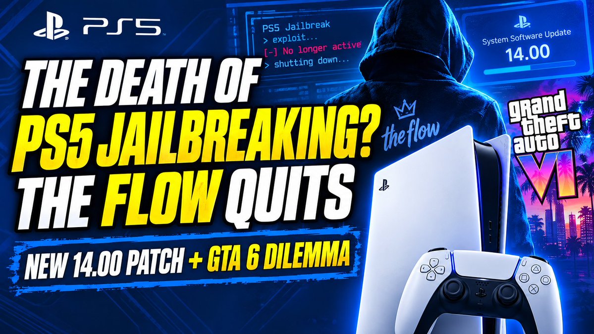 soflysojoe's tweet photo. THE DEATH OF PS5 JAILBREAKING? THE FLOW QUITS, NEW 14.00 PATCH, AND THE ... https://t.co/TaFeejeD62 via @YouTube https://t.co/UFRgrbULcG