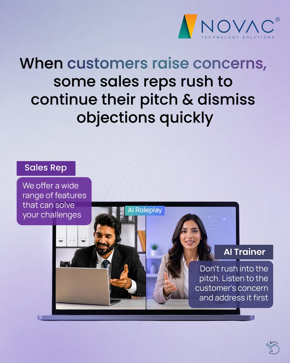 NovacTechnology's tweet photo. Mistakes to avoid while pitching to customers - Part 4 

Dismissing concerns too quickly can make customers feel unheard and cause reps to miss opportunities to understand what is really holding them back. 

Explore more about MIGOTO AI™: https://t.co/sxngaubgY1 https://t.co/A49ejj9o8Q