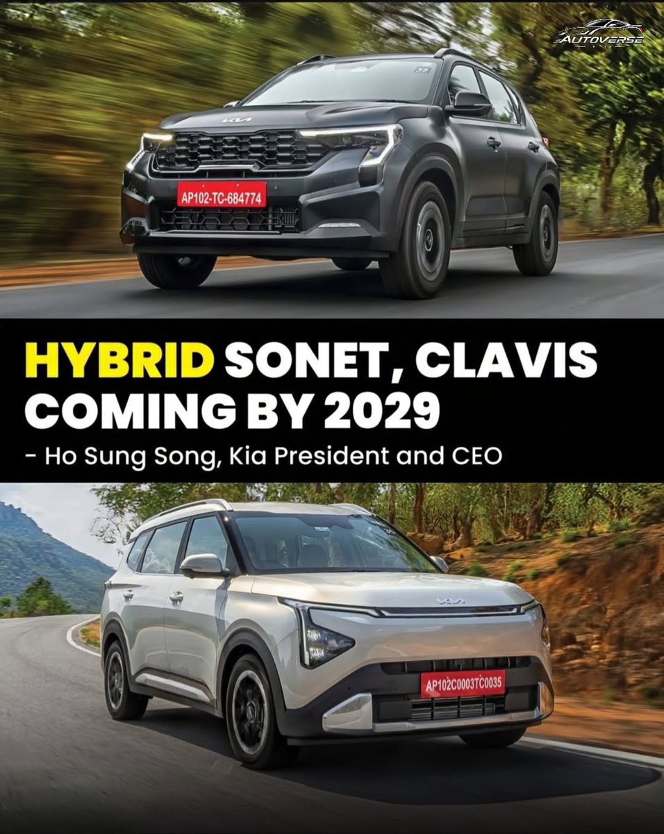 JaneBusievmr's tweet photo. Kia will launch 8 electrified models in India by 2029, including hybrid Sonet, Carens Clavis, Seltos, Sorento, Carnival, and a locally developed B-SUV EV. Sorento Hybrid arrives in Sep 2026, Carnival Hybrid later this year. https://t.co/spK8VgM8vl