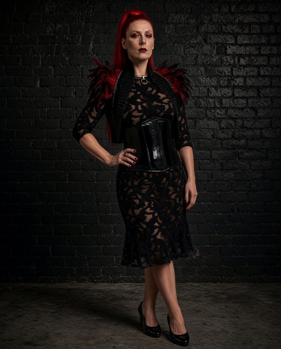 darknightshade_'s tweet photo. Heavy on the drama 🖤 
Corset by @TatjanaWarnecke , feather shrug by Benno von Stein 
#altfashion #darkfashion https://t.co/DtAb8eRkda
