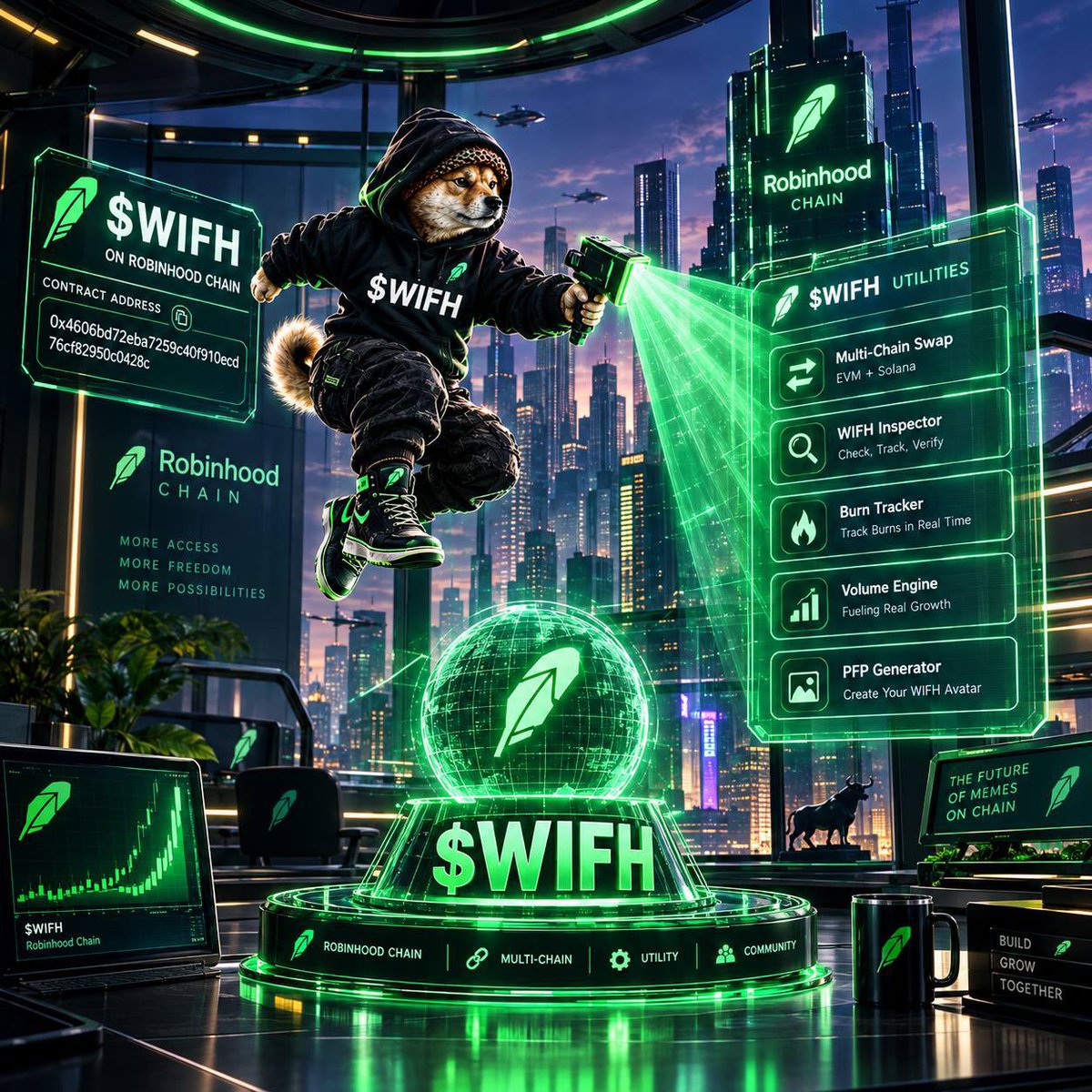 Emmzy_Zeus's tweet photo. @GeckoTerminal The move back to Robinhood Chain is exactly where $WIFH fits in and WIFH is building practical infrastructure around the ecosystem, a multi-chain swap (EVM + Solana) and WIFH Inspector for transparent token and contract analysis, alongside a deflationary model with ongoing burns. https://t.co/n31hqdbzFk