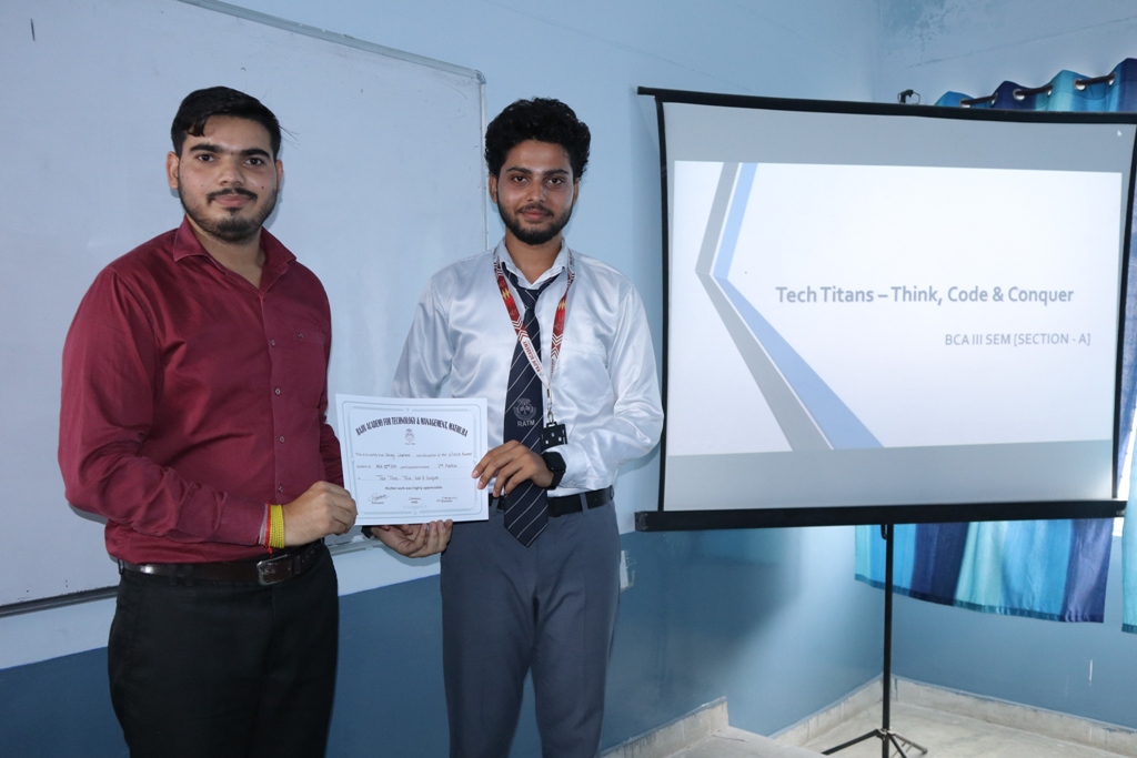 RATM_Mathura's tweet photo. BCA 3rd Sem. students participated in a competitive learning activity to enhance student's technical knowledge, logical thinking, and awareness of modern technologies and the IT industry.
#RATM academic # Best academic #
#RATM placements #best placements
#CareerAtRatm https://t.co/uETajSmXdC