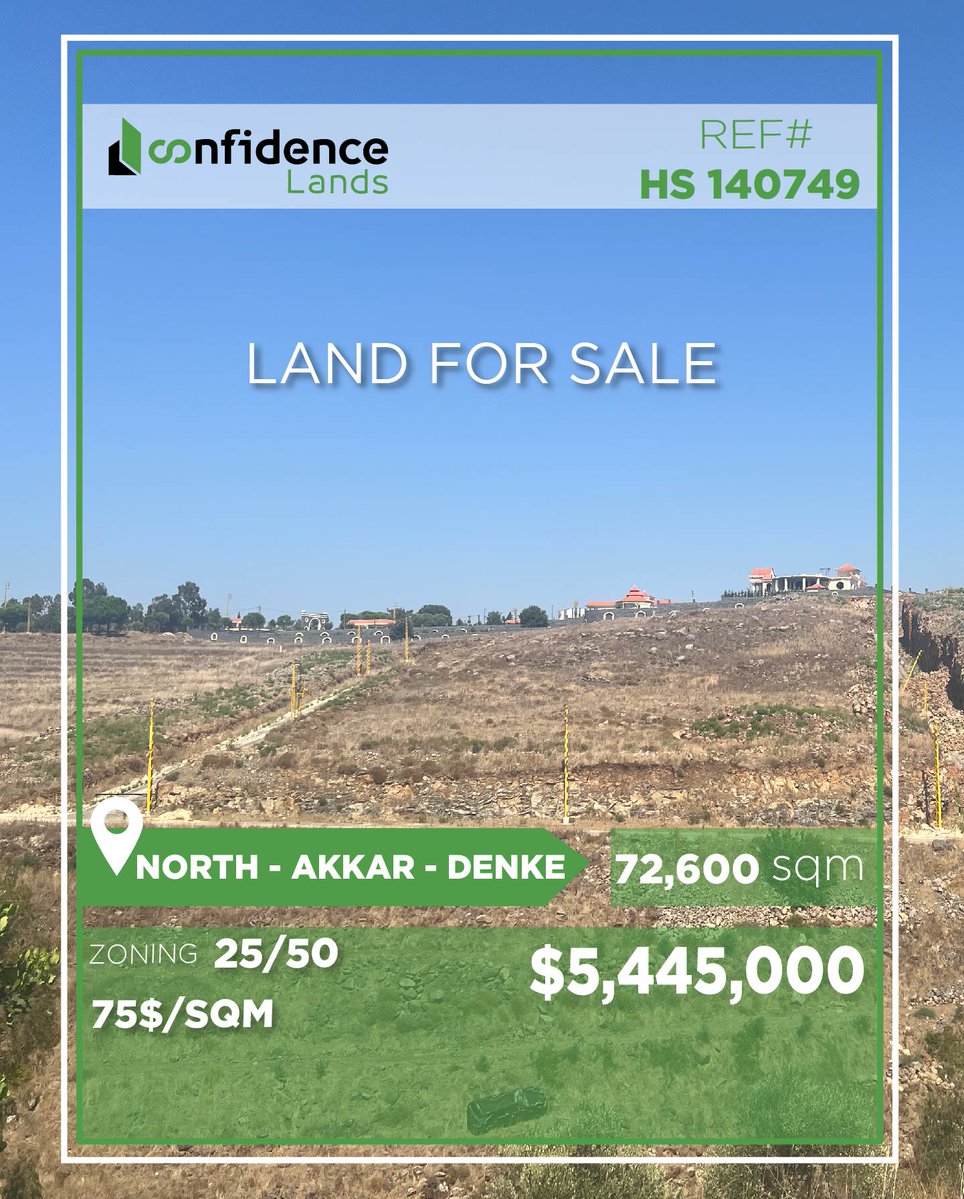 confidence_cre's tweet photo. Price: $5,445,000+ 2.5% commission
Land in akkar denke
For more information, please feel free to contact us at:71 000 850
REF#HS140749
#Akkar #AkkarLand #AkkarRealEstate #Denke #LandForSale #LebanonLand #LebanonRealEstate #RealEstateLebanon #InvestmentLand
#CONFIHS
S https://t.co/VsXwPQBNeu
