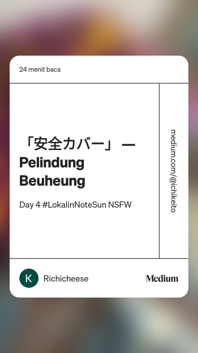 richicheese's tweet photo. ใๅฎๅ
จใซใใผ โ Pelindung Beuheung
ใ
Day 4 - #LokalinNoteSun #Bersenggubuk
#Notesun
โฆ โ 5K Words
โฆ Possible OOC (โขฬ - โขฬ )
โฆ Author baru belajar basa sunda
โฆ CW: NSFW, explicit sexual content, sexual activity, sexual jokes
https://t.co/07vuEsanwL https://t.co/X9R9ev6BMb