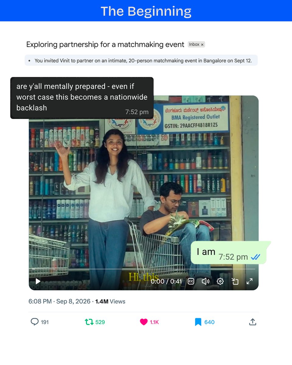 anshikavijay_'s tweet photo. The ROI on replying to my cold emails is actually insane. Ask @vinitsarode_

When @OfflynLife told us to change the name, Vinit convinced them otherwise and then asked @PimpYourPal if we were okay with this potentially becoming a national issue. We were!

Then we posted it on X, got 1.5M views and got trashed in pretty much every possible way (not just for the name).

News outlets picked this up and followed us all the way to the event day.

We did what I think was a really wholesome matchmaking party. Friends pitched their friends, and the cutest thing was watching them hug each other after getting pitched. Every friend who got pitched later went around pitching their female friends too. My real KPI was seeing people have fun, and they did. People stayed longer than they had to, formed little circles on the terrace, gossiped, met new people, and at some point, we didn’t even need to manage the crowd anymore.

So grateful for how this turned out and to all the divas who showed up with the killer pitches.

Love has a way of finding its way. And love isn’t only romantic. ❤️

Fellow cupids: @nikhil0360 @camperjett 

Partners: @heywavelength @OfflynLife @usefaff @Schpot_official @Feel_Like_BRB @rahulseyon and Mossant