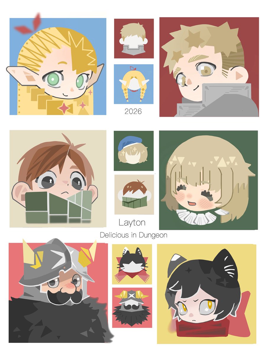 mmysl's tweet photo. 一些新的构成上研究，添加一些形式感
#ダンジョン飯 #DungeonMeshi
 #fanart #Laios #Marcille https://t.co/tfRxuE715z
