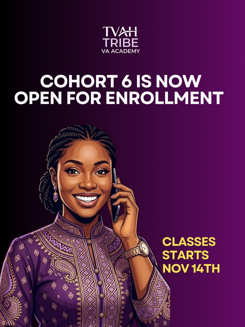 TvahTribe's tweet photo. Enrollment for TVAH Tribe Cohort 6 is OPEN! 💜

Ready to master actionable skills, build confidence, and unlock global work opportunities?

Spots are limited to ensure hands-on guidance for everyone.

🗓️ Classes start Nov 14
🔗Signup here: https://t.co/TmgWSM7EtN https://t.co/0m2bgDhvCk