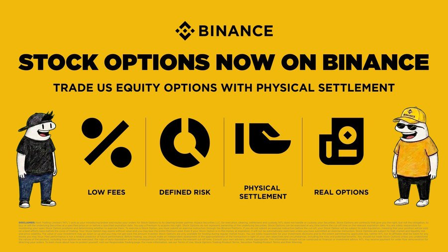 BinanceDesi's tweet photo. More finance. Now live on Binance.
Trade real U.S. Stock Options on Binance.

Manage crypto, stocks, and Stock Options - all from one Binance account.

All finance. On Binance.

👉 Open the Stock Kline page and select the Options tab (between Overview and Financials) to start trading.
