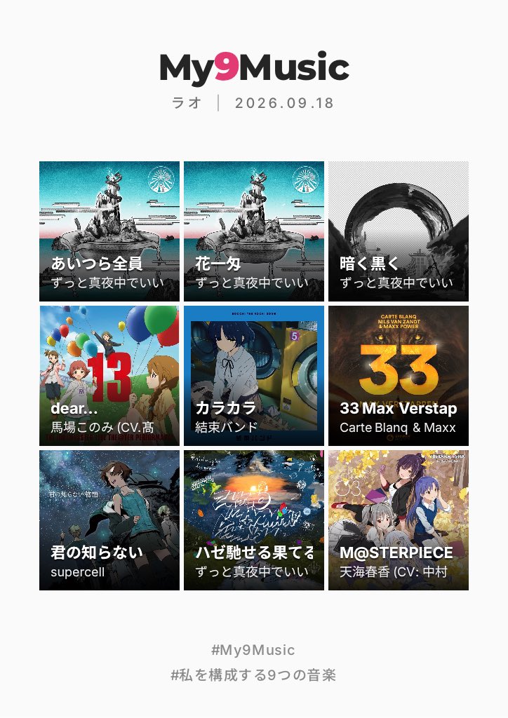 laoquite's tweet photo. ラオを構成する9曲はこれ！あなたも作ってシェアしよう👇
#My9Music #私を構成する9つの音楽 https://t.co/1NaXkjCSZf

ちょい懐かしめの選曲です笑 https://t.co/8p7sRjX7rd