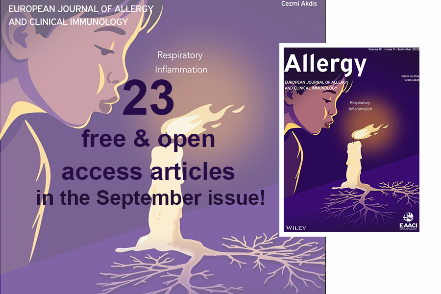 AllergyEaaci's tweet photo. Allergy provides the readers with 23 free and open access articles in the September issue! Check out the articles and download freely with one click on the doi link.

1. Torres, M.J., Shamji, M., Arasi, S., et al. Decalogue of the Declaration of Salamanca: Advancing Undergraduate Education in Allergy and Clinical Immunology Across Europe. Allergy, 81: 3035-3038. https://t.co/eBtMpvr1fF

2. F. Roth-Walter, I. M. Adcock, C. Benito-Villalvilla, et al., “ Update on Non-Biological and RNA-Based Therapeutics in Chronic Inflammatory Diseases: Precision Medicine Through Small Molecules: An EAACI Position Paper,” Allergy 81, no. 9 (2026): 3039–3070, https://t.co/uRrx2QsWkW

3. S. Scheire, E. Lourijsen, M. Blauwblomme, et al., “ Meta-Analysis on the Harm of Systemic Glucocorticosteroids in Inflammatory Upper Airway Disease and Asthma: An EAACI Task Force,” Allergy 81, no. 9 (2026): 3071–3106, https://t.co/NgbabsFQzX

4. F. E. Gunaydin, G. Marcassa, B. Olivieri, et al., “ Is Asthma Remission a New Achievable Goal? A Review of the Current Drug-Related Evidence and Predictors,” Allergy 81, no. 9 (2026): 3107–3129, https://t.co/207SxYli3s

5. T. H. Nguyen, C. A. Akdis, A. Baccarelli, et al., “ Leveraging Artificial Intelligence in Allergy, Asthma, and Immunology With Environmental Exposures,” Allergy 81, no. 9 (2026): 3130–3145, https://t.co/Dk1PcRZzoO

6. J. C. Virchow, X. Bertels, V. Backer, et al., “ Remission in Global Airway Diseases: EUFOREA Consensus Paper,” Allergy 81, no. 9 (2026): 3146–3156, https://t.co/BIQke5MsUB

7. S. Gangemi, S. Manti, J. C. Virchow, and G. W. Canonica, “ Targeting Airway Remodeling in Severe Asthma: Is There a Window of Opportunity for Biologic Therapy Predicting Effects Using Causal Artificial Intelligence?,” Allergy 81, no. 9 (2026): 3157–3170, https://t.co/dyM3WUyUeU

8. E. Matsuyama, J. Miyata, T. Mochimaru, et al., “ IL-33 Drives Inflammatory Changes and Extracellular Trap Formation in Eosinophils Involving Oxidised LDL and Complement Pathways,” Allergy 81, no. 9 (2026): 3171–3184, https://t.co/JL1W6QxwQa

9. A. Kumar, R. Chan, N. Zounemat-Kermani, et al., “ Small Airways Dysfunction and Remission in Adults With Asthma: A Longitudinal Exploratory Analysis of the AssessmenT of smalL Airways involvemeNT In aSthma (ATLANTIS) Study,” Allergy 81, no. 9 (2026): 3185–3196, https://t.co/lTaC63u8R3

10. H. Wen, T. Kole, O. A. Carpaij, et al., “ Nasal Airway Transcriptome Reflects Selected Asthma-Associated Gene Signatures in the Lower Airways,” Allergy 81, no. 9 (2026): 3197–3205, https://t.co/IaFH2xMwZd

11. L. I. Andersson, M. Kupczyk, B. Dahlén, et al., “ Adipokines in Obese Asthma: A Complex Relationship Influenced More by Sex, Weight, and Oral Steroid Treatment Than Disease Severity,” Allergy 81, no. 9 (2026): 3206–3220, https://t.co/xGpGtsOobW

12. P. S. Pathinayake, A. C. Brown, N. T. Awatade, et al., “ Resolving Endoplasmic Reticulum-Protein Misfolding Restores Corticosteroid Sensitivity in Experimental Models of Severe Asthma,” Allergy 81, no. 9 (2026): 3221–3235, https://t.co/3EkNRGjck8

13. A. M. Cannata, J. W. McAlees, J. M. Hargis, et al., “ MAIT Cells Suppress IgE-Mediated Asthma via IFNγ-Dependent B Cell Regulation,” Allergy 81, no. 9 (2026): 3236–3249, https://t.co/d9tg0DkJYq

14. M. E. Wechsler, S. E. Wenzel, S. D. Groshong, et al., “ Effect of Dupilumab on Airway Inflammation in Patients With Persistent Asthma,” Allergy 81, no. 9 (2026): 3261–3272, https://t.co/90wrCPlHwr

15. W.-J. Song, N. Z. Kermani, A. Versi, et al., “ Clinical Features of Cellular Senescence Pathways in Severe Asthma,” Allergy 81, no. 9 (2026): 3273–3285, https://t.co/BSLycKKhuT

16. F. Yang, S. Seo, T. Hasegawa, et al., “ Longer Asthma Duration Is Associated With Elevated Non-T2 Sputum Biomarkers and Reduced T2 Inflammation in Severe Asthma,” Allergy 81, no. 9 (2026): 3286–3299, https://t.co/YW0tiharaA

17. J. Shen, R. Chaudhuri, S. Bicknell, et al., “ The Airway Transcriptome in Type 2 Cytokine Biomarker-High and -Low Severe Asthma,” Allergy 81, no. 9 (2026): 3300–3317, https://t.co/Pq4oU1DT4l

18. J. D. Hamilton, M. A. R. Ferreira, W. K. Lim, et al., “ Type-2-Inflammatory-Diseases Share Comorbidities, Molecular Signatures, IL4/IL13 Genetics, and Response to IL4/IL13 Blockade,” Allergy 81, no. 9 (2026): 3345–3360, https://t.co/MfXqMVREIh

19. H.-C. Chang, M.-C. Wu, T. Zuberbier, and S.-Y. Gau, “ Anxiety, Depression, Schizophrenia, and Bipolar Disorder in Eosinophilic Esophagitis Patients: A Global Federated Cohort Analysis of Bidirectional Risks,” Allergy 81, no. 9 (2026): 3361–3364, https://t.co/0X6NwvZfPs

20. M. C. Melles, J. C. C. M. Veen, D.-J. Slebos, et al., “ Prevalence of Type 2 Inflammation in Chronic Obstructive Pulmonary Disease Patients With Frequent Exacerbations,” Allergy 81, no. 9 (2026): 3365–3367, https://t.co/QJslsFup8H

21. C. Handoko, A. Singh, S. C. Dharmage, et al., “ The Impact of Early Childhood Caries on Asthma Trajectories During the First 15 Years of Life,” Allergy 81, no. 9 (2026): 3368–3371, https://t.co/ythJujMEVD

22. J. Bernaola, J. A. Cañas, Á. Arranz-Fragua, et al., “ Differential Effects of Benralizumab and Mepolizumab on Pro-Resolving Mediators,” Allergy 81, no. 9 (2026): 3377–3383, https://t.co/j3XIOAX38l

23. P.-H. Lee, S. Yoon, C. Lee, and A.-S. Jang, “ Moesin, a Cytoskeletal-Associated Protein, Outperforms Candidate Biomarkers in Identifying Asthma Exacerbation,” Allergy 81, no. 9 (2026): 3384–3386, https://t.co/EGK4Ho8bPY

#Allergy_journal
Read all recent papers published in #Allergy here: https://t.co/WsHBrsUyhR