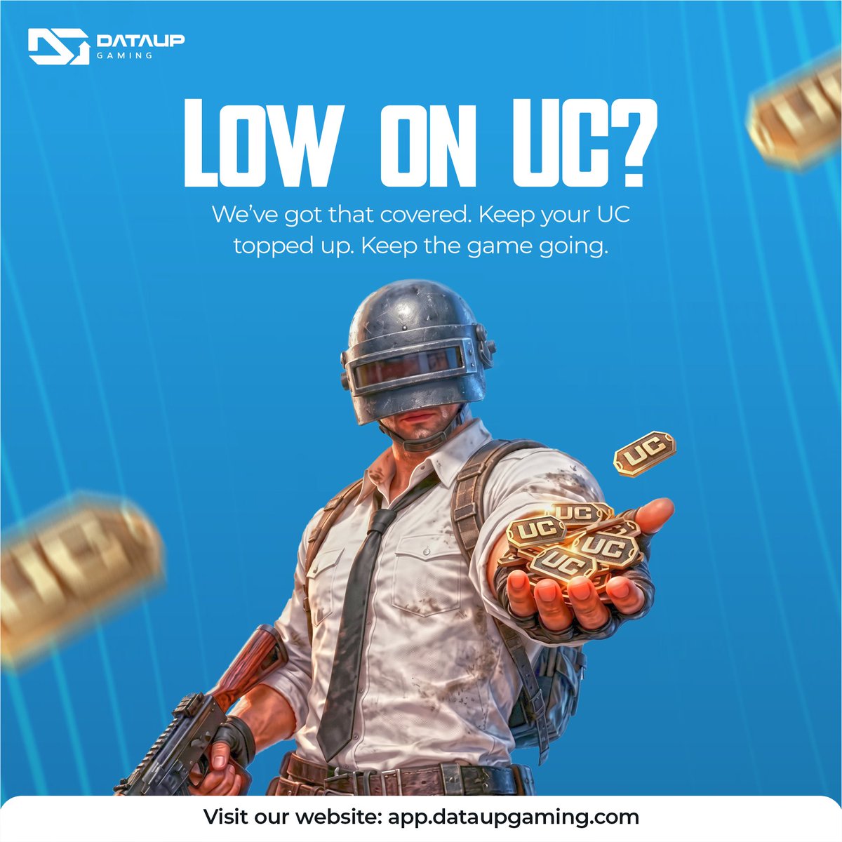 DataupGaming's tweet photo. That “I need more UC” moment doesn’t have to last long. Get your PUBG Mobile UC instantly and keep the game going.

Visit: https://t.co/UxsSkxIkqI

#pubgmobilechallenge #pubgmobile #dataupgaming https://t.co/e6iMGOIopG