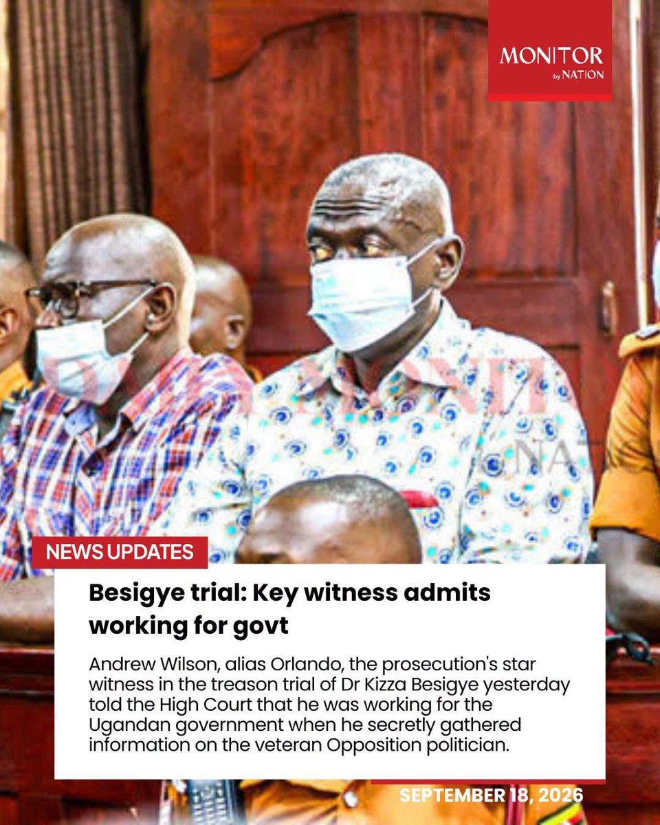 kiizaeron's tweet photo. HIRED BY THE STATE. STAGED WITH THE KENYAN POLICE. EXPOSED BY HIS OWN MOUTH.

Yesterday, the State recalled its “star” witness, Andrew Wilson alias "Orlando", to repair the damage he did on Tuesday, when he told the Court that the Kenyan Police planted the pistols at Riverside Apartments.

The repair failed spectacularly. Answering the Chief State Attorney's own questions, Orlando told the Court that he was working for the Government of Uganda while secretly gathering information on Dr Besigye, and that the Nairobi meeting of 16 November 2024 was a planned sting operation.

On Tuesday, the witness told us who planted the guns. On Thursday, the prosecution told us who hired the witness.

IMAGINE. A foreign national, handled by CMI, paid US$5,000, posing as a fake financier of a fake company, dangling US$5 million, "pineapples" and military training before the leading opponent of the government that hired him, with cameras hidden in a power bank, a wall socket and a necklace. That is not an investigator. That is a mercenary of CMI.

And the "crime scene"? ➡️ He came from Entebbe and was handed to Kenyan security officers at the border. ➡️ The pistols and counterfeit currency were in the room about 30 minutes before Hajji Lutale arrived. ➡️ He unloaded the pistols himself. ➡️ He lured the men in, escaped during the raid, and came back to sleep in the same apartment.

The State's star witness slept at the scene of the crime he claims he witnessed.

The recorders? First the Kenyan Police gave them to him. Now one came from a coat and the other from a flower pot. A chain of custody that begins in a flower pot is no chain at all.

When the questions got too close, Orlando/@artfulgypzy declared things "classified". A witness has no power to classify anything.

All this in the absence of Dr Besigye, who collapsed in court, is ill and has not returned, after some 671 days in custody since his abduction in Nairobi, and after his defence team was deported, prosecuted or driven from the case.

Uganda supplied the tasking, the money and the narrative. Kenya supplied the stage, the raid and the handover. A government that must hire a foreign operative to invent a plot has no plot. A witness who sleeps at the scene he helped stage is not a witness; he is part of the set.

The State set out to prove a conspiracy against Uganda. Its own witness has proved the conspiracy against Dr Besigye. This case must end. The DPP must discontinue it under Article 120(3)(d). Failing that, the High Court must stay it as an abuse of process.

Free Dr Kizza Besigye. Free all political prisoners.
#FreeBesigye #FreeAllPoliticalPrisoners #OrlandoConfessed #Uganda #Kenya #RuleOfLaw