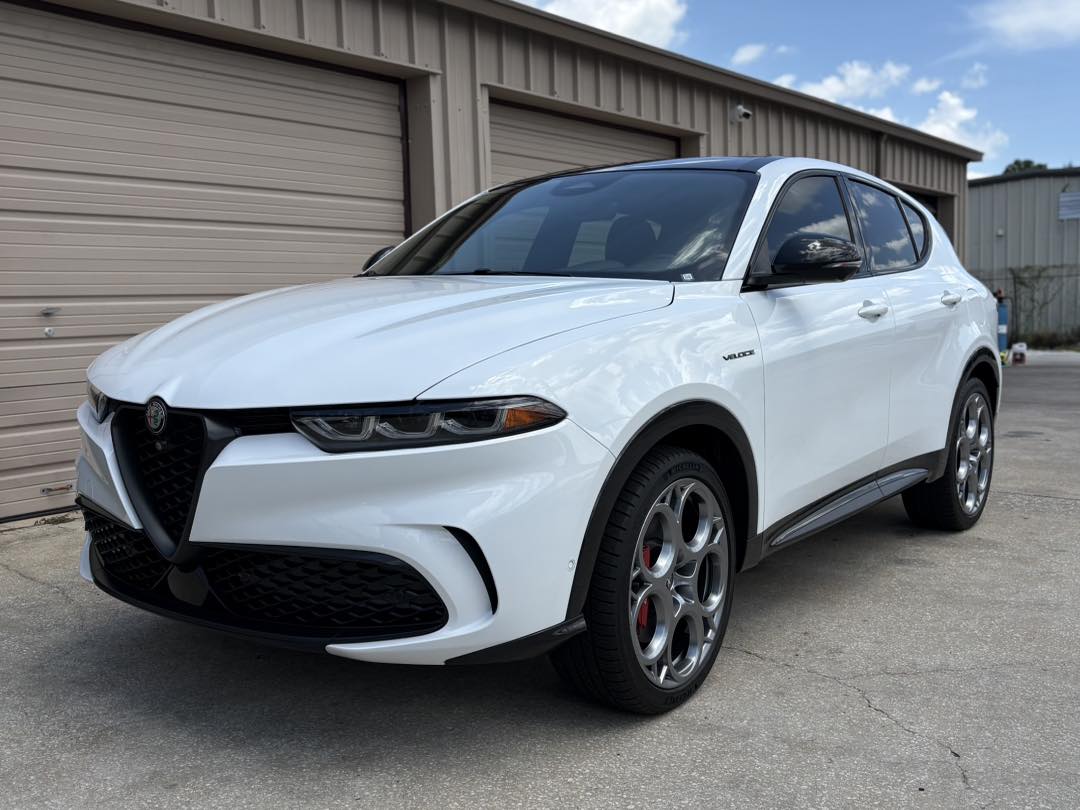 DanielleNawq's tweet photo. From delivery day to display-ready! This Alfa Romeo received a full decontamination detail, Level 3 PPF, and tint. Now it’s protected and looking sharp from every angle. Financing available for PPF, ceramic coating, tint, and detailing. Free https://t.co/tWmNp5y2mp