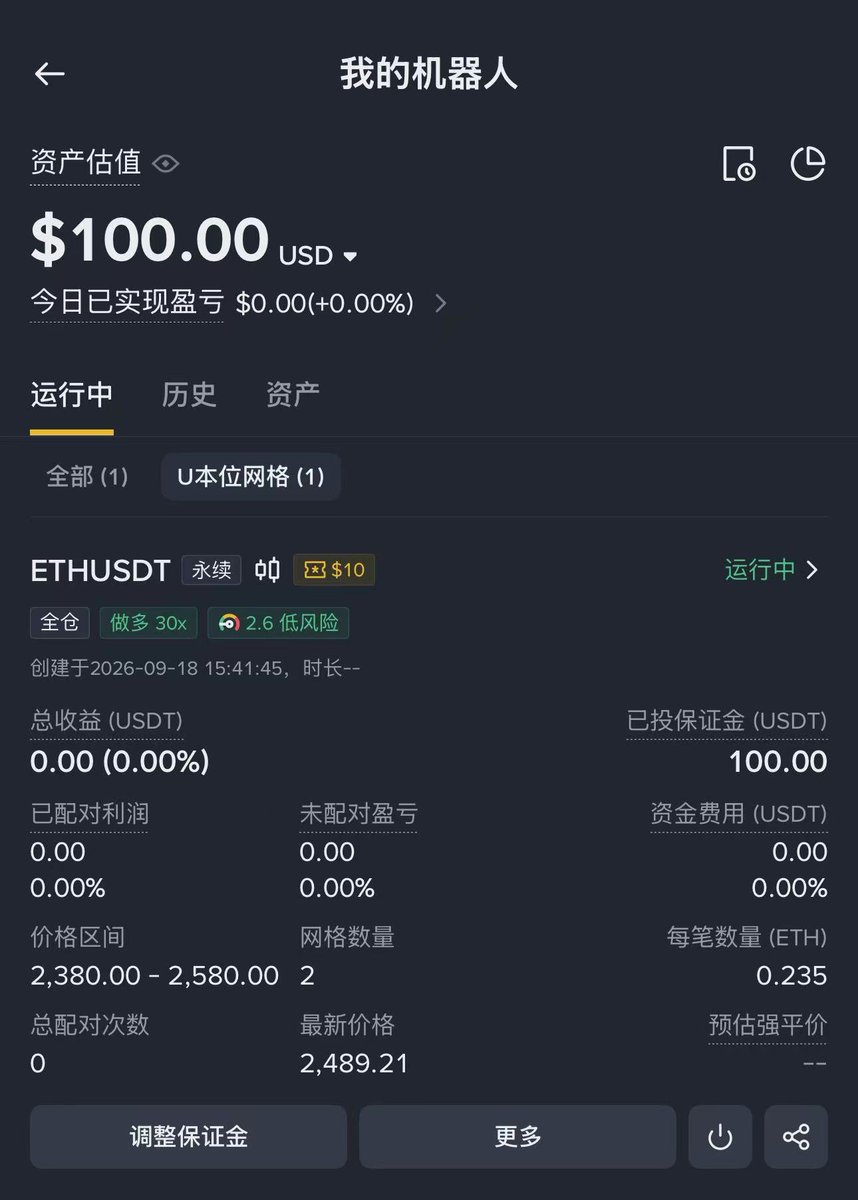 MacroAlpha_'s tweet photo. 币安10U合约网格包赔券发了 可以看下0x独眼的教程

上次给的10U包赔券撸出来16U

这次我开的ETH 参数可以看下我发的图2 https://t.co/R930gTrqaK