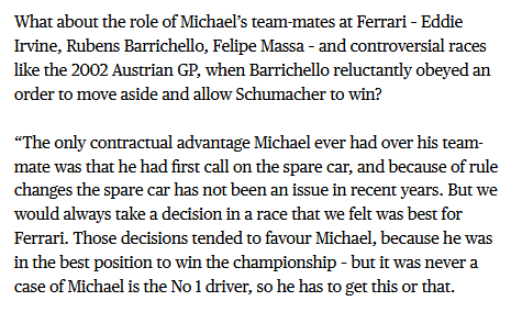 liv16_liv's tweet photo. Ross Brawn on Schumacher, April 2007. Highly recommended reading for those so fond of making inappropriate comparisons. Brawn’s words show that leadership isn’t about portraying yourself as the saviour. It’s about respecting the people around you and the team structure https://t.co/tsdguxZ7GS