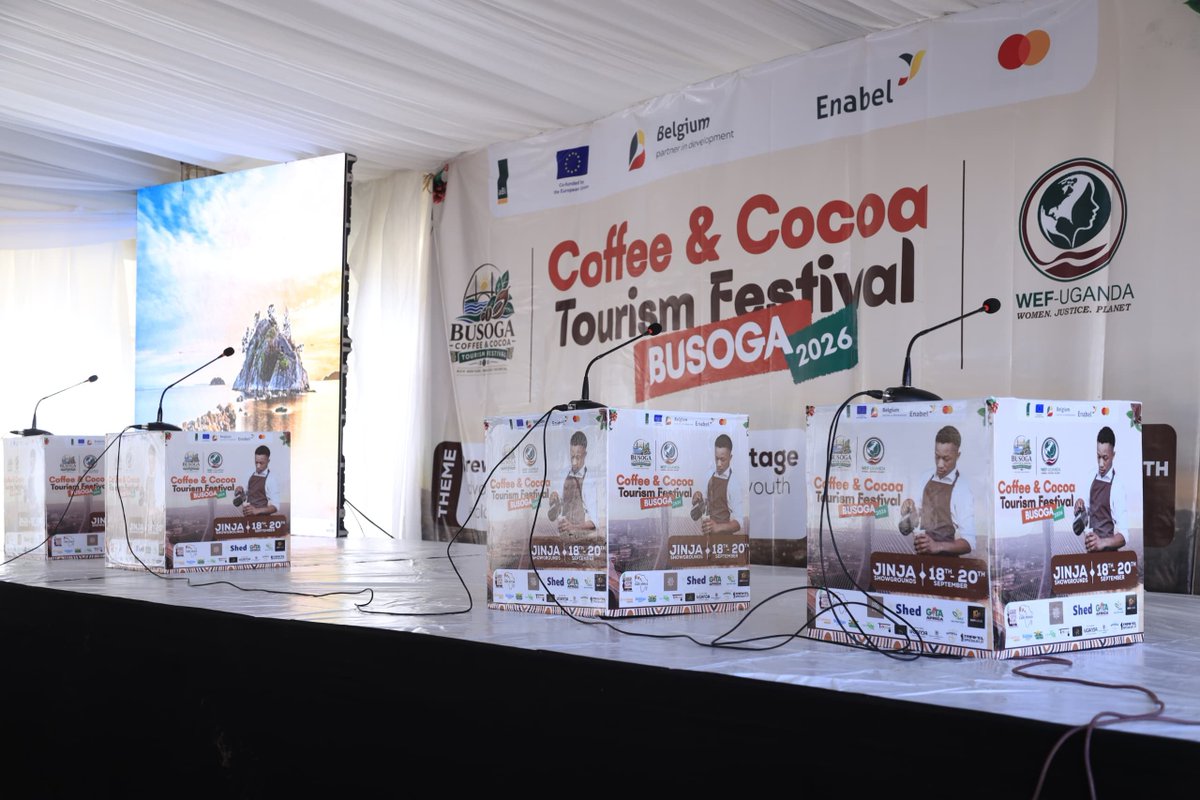 Busogacotourism's tweet photo. Jinja Showgrounds is prepared to welcome you to the Busoga Coffee & Cocoa Tourism Festival 2026.

Entry is FREE!

It's three days of business, innovation, culture, and fun, featuring coffee and cocoa exhibitions, farm experiences, the Youth Innovation Challenge, the Nile Coffee Cruise, and Nile Coffee Jazz Nights.

#BusogaCoffeeCocoaFestival2026