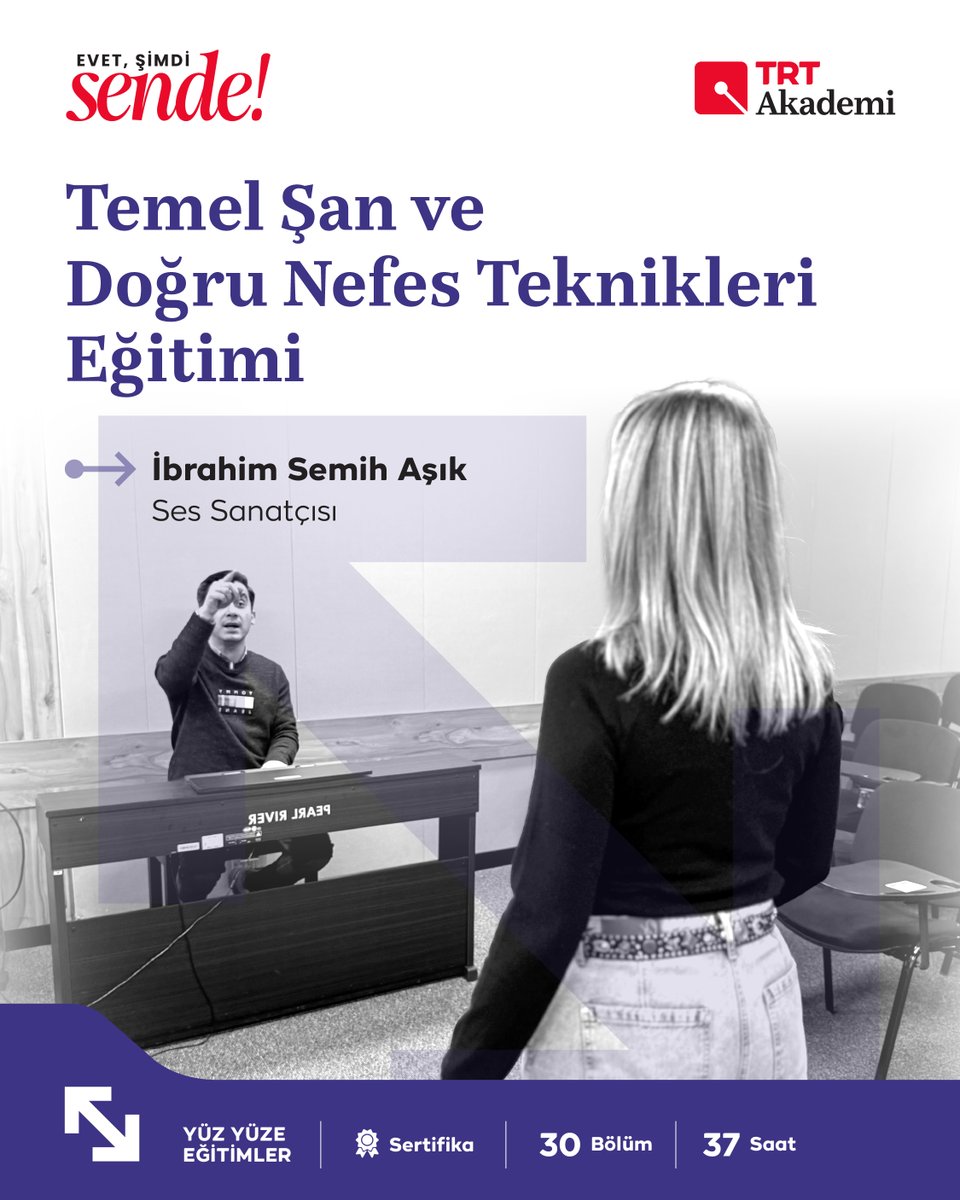 trtakademi's tweet photo. Sesinin sınırlarını keşfetmeye hazır mısın? 🎙️🎙️

Beden duruşundan kas kontrolüne, diyafram desteğinden ses sağlığına kadar tüm incelikleri stüdyoda, birebir uygulamalarla öğreneceğin “Temel Şan ve Doğru Nefes Teknikleri” eğitiminin yeni dönem takvimi yayında! https://t.co/d9SYK9VtMI