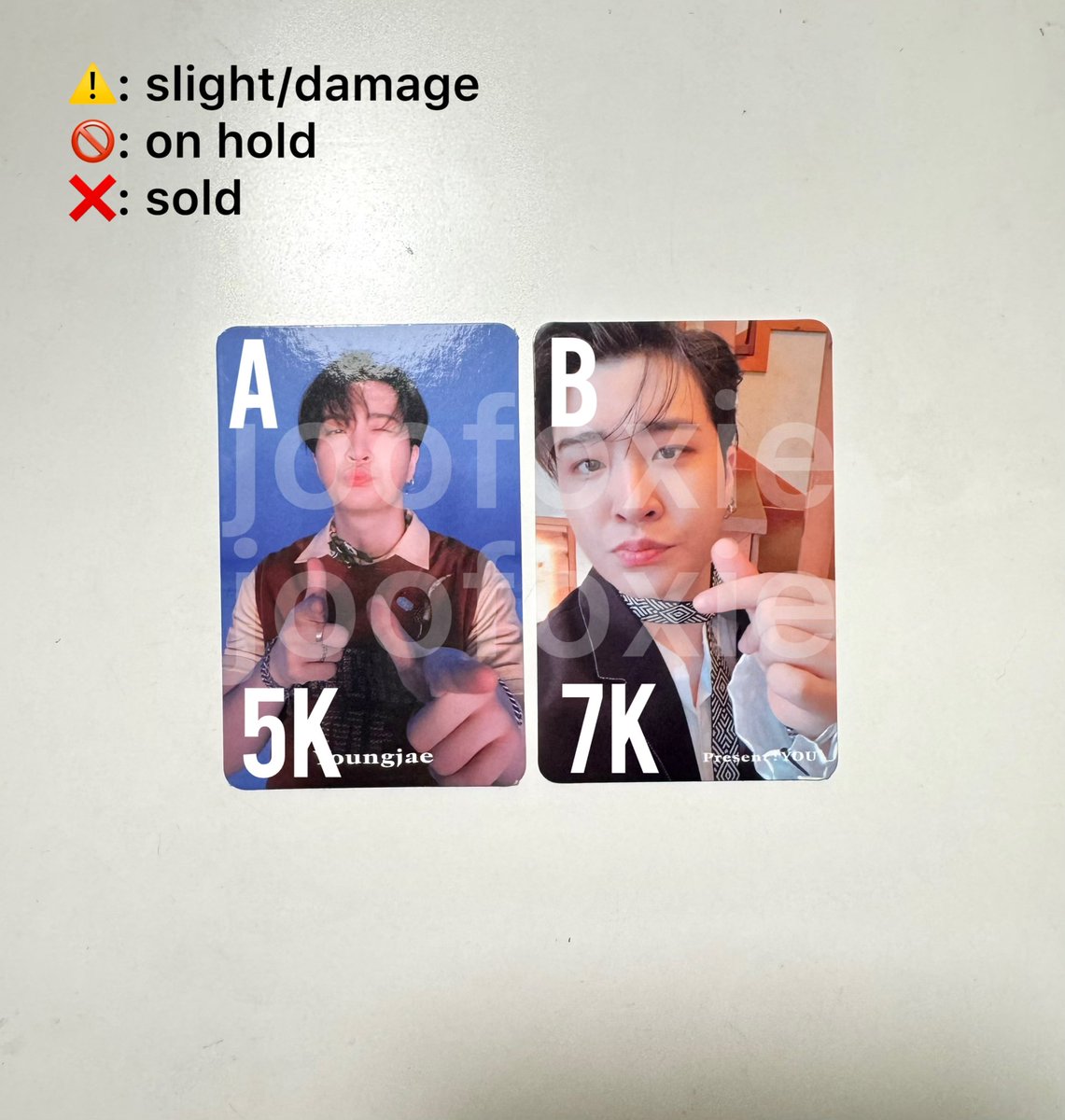 joofoxie's tweet photo. wts want to sale aab photocard youngjae present you. bisa keep event (with dp), bisa split pay juga. sudah inc pack, dom bogor jabar yaa 🫶🏻 https://t.co/lKO7uYEnpT
