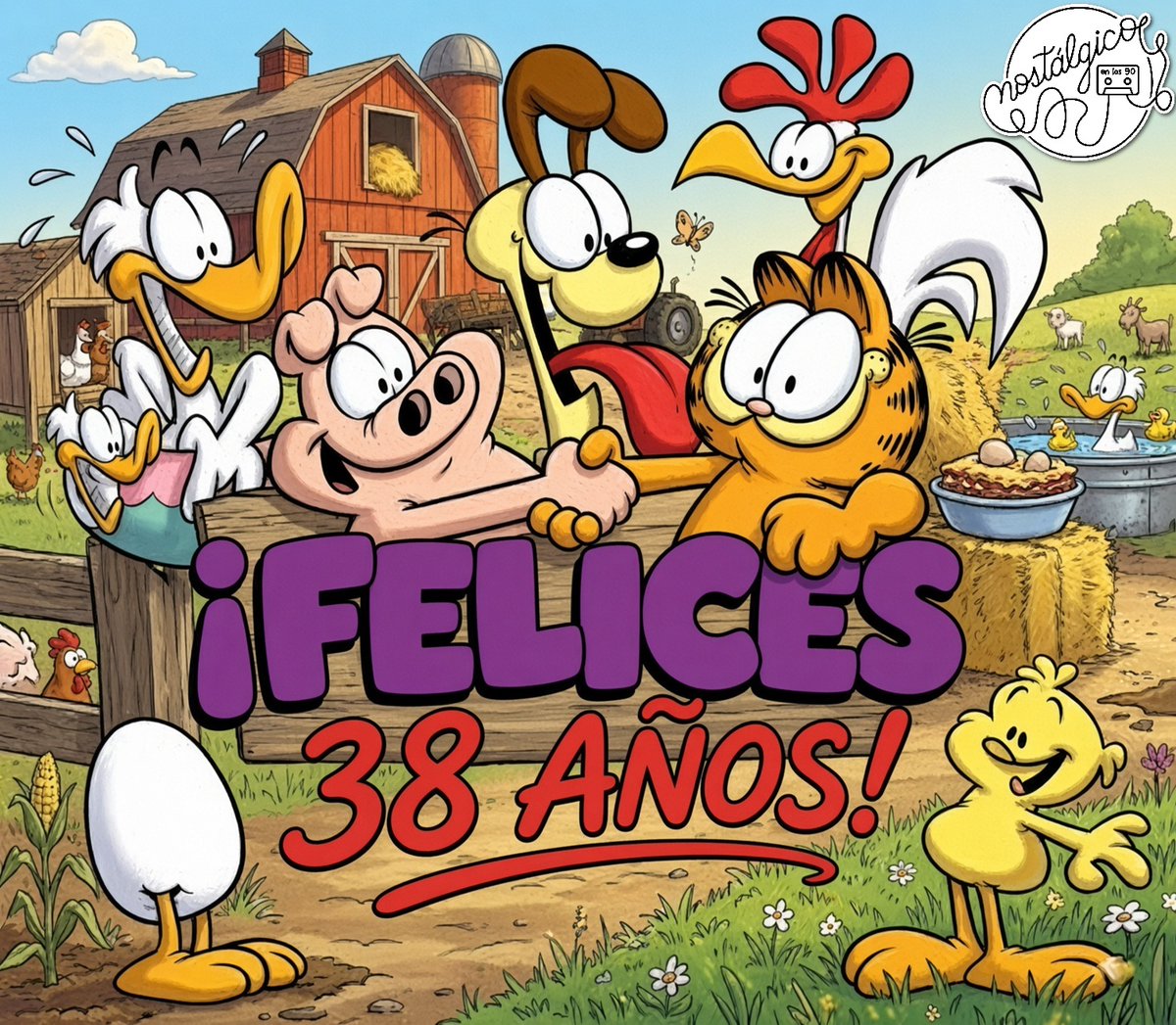 90Nostalgico's tweet photo. La emblemática serie animada de ''Garfield y sus Amigos'' acaba de celebrar su 38º aniversario, habiéndose estrenado originalmente el 17 de septiembre de 1988 📅

Duración (1988 - 1994) : La serie se transmitió durante 7 temporadas y un total de 121 episodios (que se dividen en 363 segmentos cortos), llegando a su fin en diciembre de 1994 📺