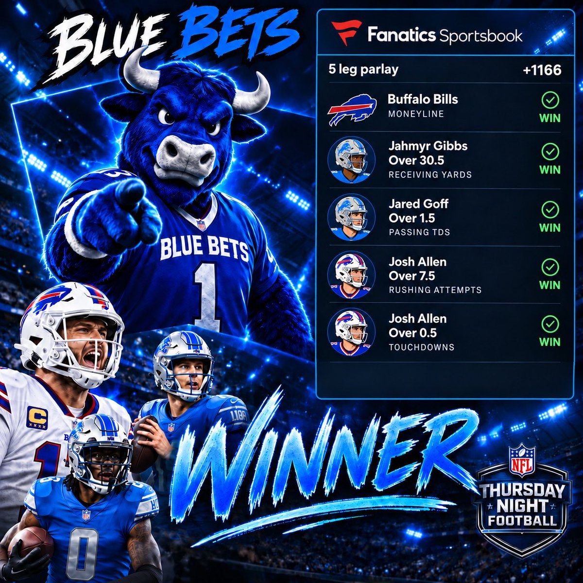 BluexBets's tweet photo. Bills won big in their first game in the new stadium and we won big too 🤑 https://t.co/BTvrqi1PMR
