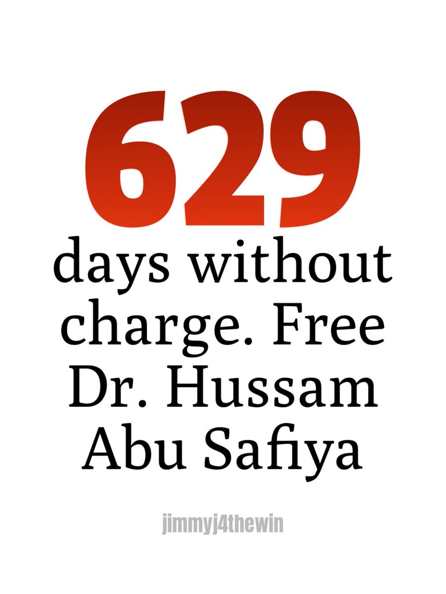 jimmyjposts's tweet photo. Day 629: Free Dr. Hussam Abu Safiya‼️ https://t.co/A0zO4YSdUY
