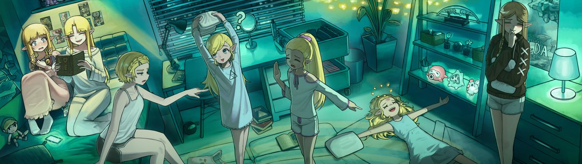 kanacchi233's tweet photo. zelda pajama party comm that i did a while ago https://t.co/YDLF07yemq