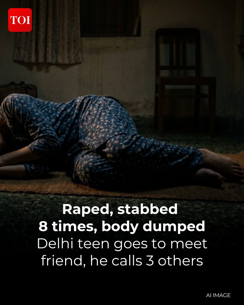 timesofindia's tweet photo. A 16-year-old girl was raped and murdered, allegedly by a group of four youths, in Outer Delhi’s Swaroop Nagar and her body dumped in an open field. Three minors and a 19-year-old man have been apprehended in connection with the case. Police said three of the suspects allegedly raped the girl. The fourth suspect claimed he was not involved in the sexual assault but participated in the murder. Investigators are verifying his claim and examining the individual role of each suspect.

More details 🔗https://t.co/GTQYfo7Qwo

Download the TOI App and stay in the know 👉 https://t.co/ogFaRsUKyn

#DelhiNews #SwaroopNagar #DelhiCrime #CrimeNews #DelhiPolice #MurderCase #CrimeUpdate