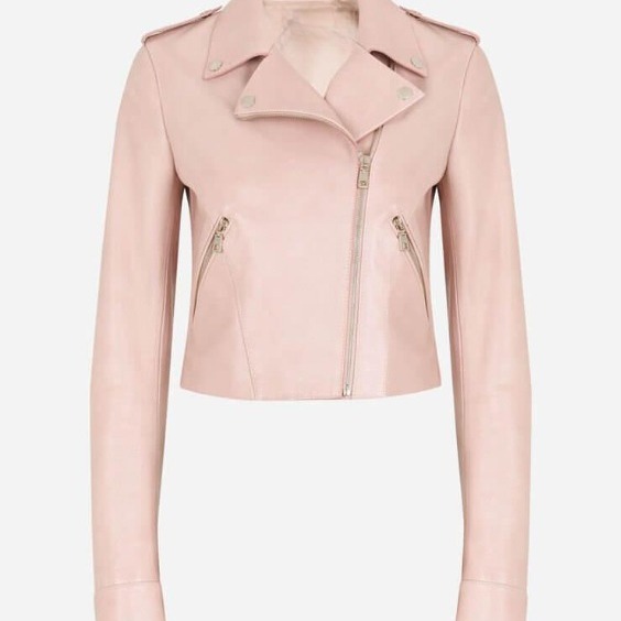 ChuMatsuilm's tweet photo. Elegant blush pink women’s leather jacket by ALIZA LEATHER. Crafted from 100% genuine leather with a slim tailored fit, asymmetrical zip, lapel collar, and premium hardware. Custom logos, private labels, wholesale, samples, and worldwide shipping https://t.co/w315dsWoit