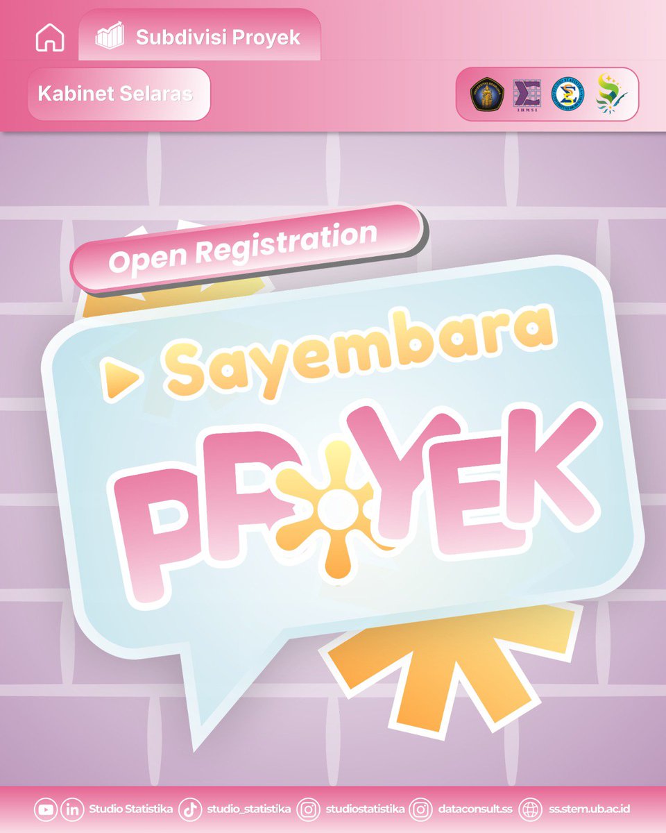 SS_UB's tweet photo. [📝SAYEMBARA PROYEK📝]

Halo Warga Statistika!🙌🏻

Buat kalian yang mau memperdalam kemampuan analisis data dan memperkaya pengalaman, ada info menarik nih!

SAYEMBARA PROYEK hadir kembali sebagai wadah bagi teman-teman untuk meningkatkan kemampuan dalam analisis data. https://t.co/UZu8ECLcrC