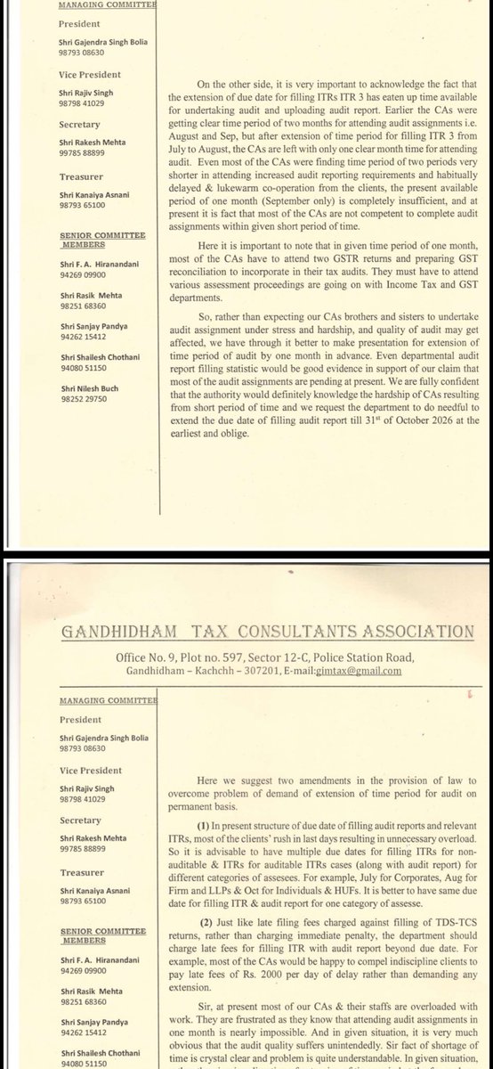 rambajajgst's tweet photo. Retweet For Support and Reach 

Gandhirham Tax Consultants Association Represent @IncomeTaxIndia For Tax Audit Due Date Extension upto 31st Oct, 2026

Ram Bajaj
8696424223

For Regular GST Updates, Join this Group
https://t.co/SmMxCrTcJG https://t.co/BjHAurfyi9