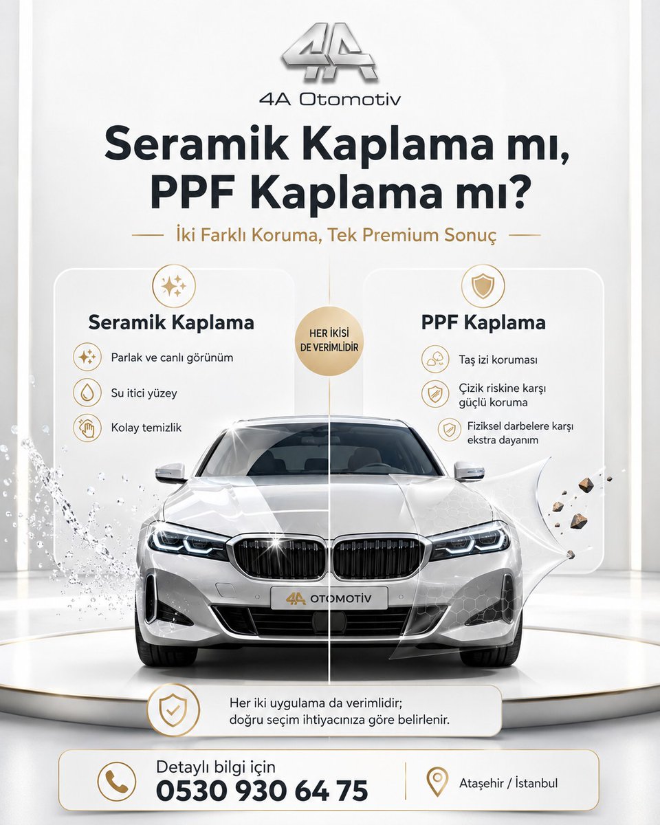GriceldaMa39's tweet photo. Ceramic coating or PPF? Ceramic coating adds gloss, water repellency, and easy cleaning. PPF offers strong protection against stone chips, scratches, and impacts. Let’s choose the best option for your vehicle. 0530 930 64 75 https://t.co/THsSvgmITS