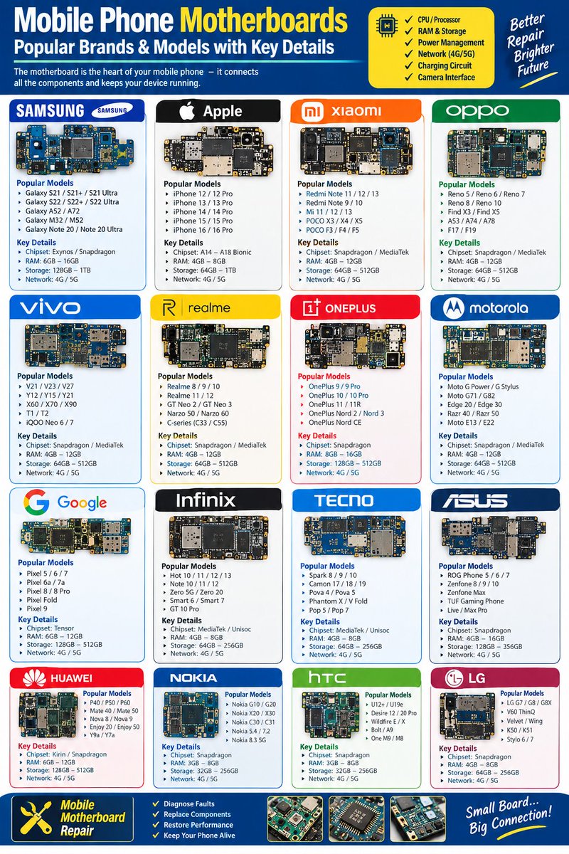 subesh06's tweet photo. Mobile Phone Motherboards – Popular Brands & Models
https://t.co/KU4m7RCw9C
#MobileRepair #MobileMotherboard #PhoneRepair #SmartphoneRepair #MobileTechnician #MotherboardRepair #SamsungRepair #AppleRepair #XiaomiRepair #OppoRepair #VivoRepair #RealmeRepair #OnePlusRepair https://t.co/99adzPpc7k