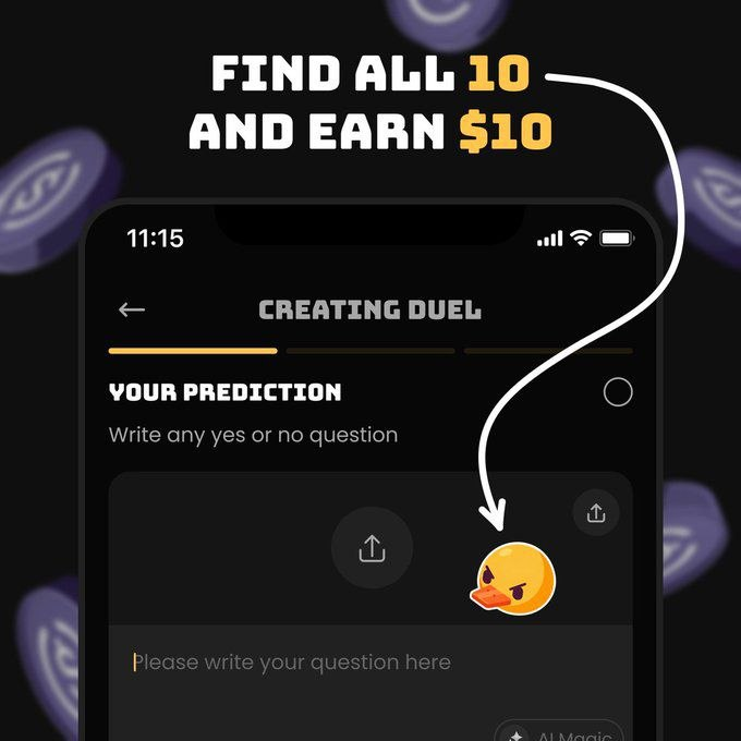 CryptoSpaceDrop's tweet photo. New Reward: Duel Duck

Reward: $10

Get started: https://t.co/sPprzYD0Z2

- Register with email or wallet
- Find 10 Ducks in the app
- Claim $10
- Done

Simple task. Worth checking.

#Crypto #Airdrop #Web3 #Rewards #Alpha https://t.co/5hwoJ9jvi1