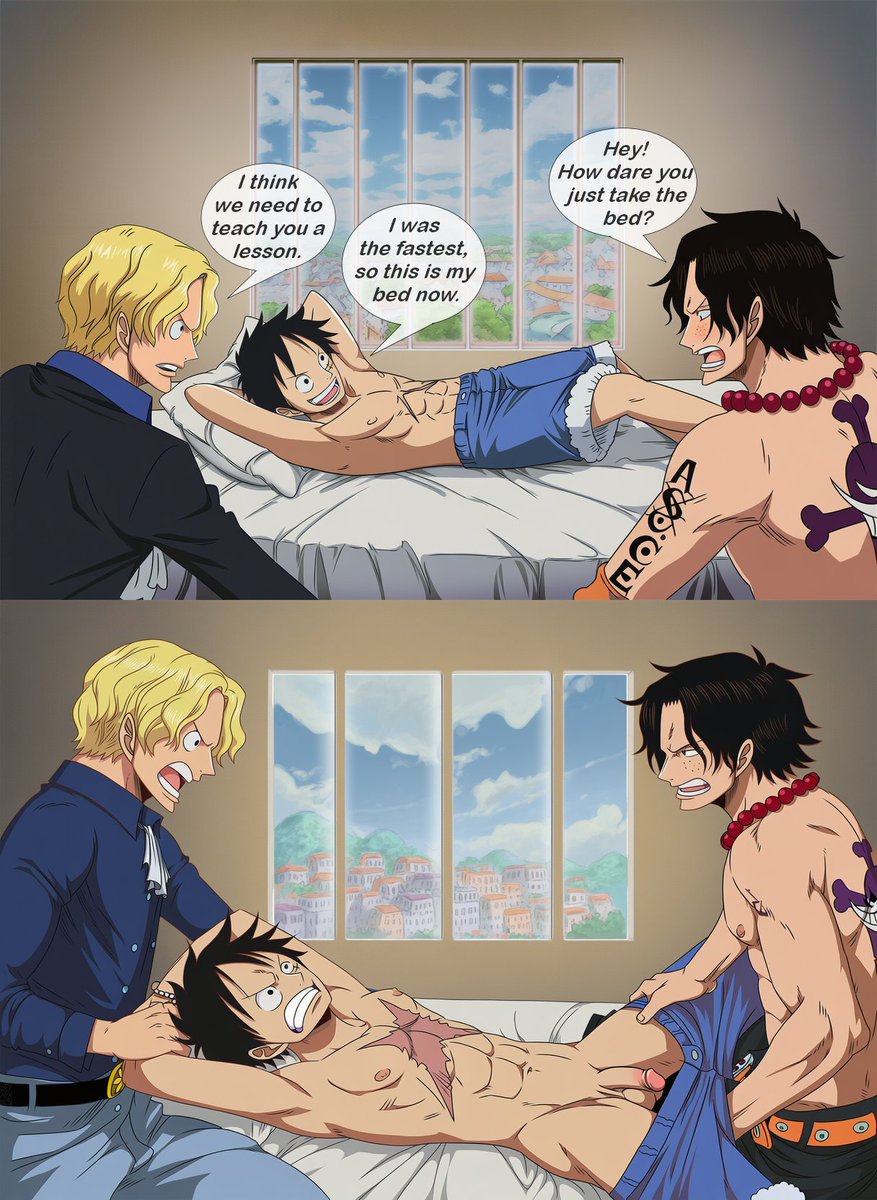 NoracYaoiAI's tweet photo. Follower suggestion

Luffy was being his usual insolent self, so Ace and Sabo decided to teach him a lesson. 😈

Part 1/3. Part 2 tomorrow.

#MonkeyDLuffy #PortgasDAce #Sabo #OnePiece #nsfw #R18 #BL #gay #AIart #YaoiAi #yaoi #AiYaoi https://t.co/ZVP83AYwOy