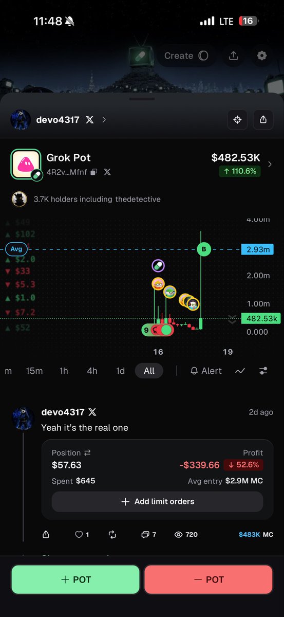 devin_22972's tweet photo. Every time I ape  more then 1 sol into things I swear I get fucked #Crypto #pump #pumpfun #saveme https://t.co/0HQowwYot1