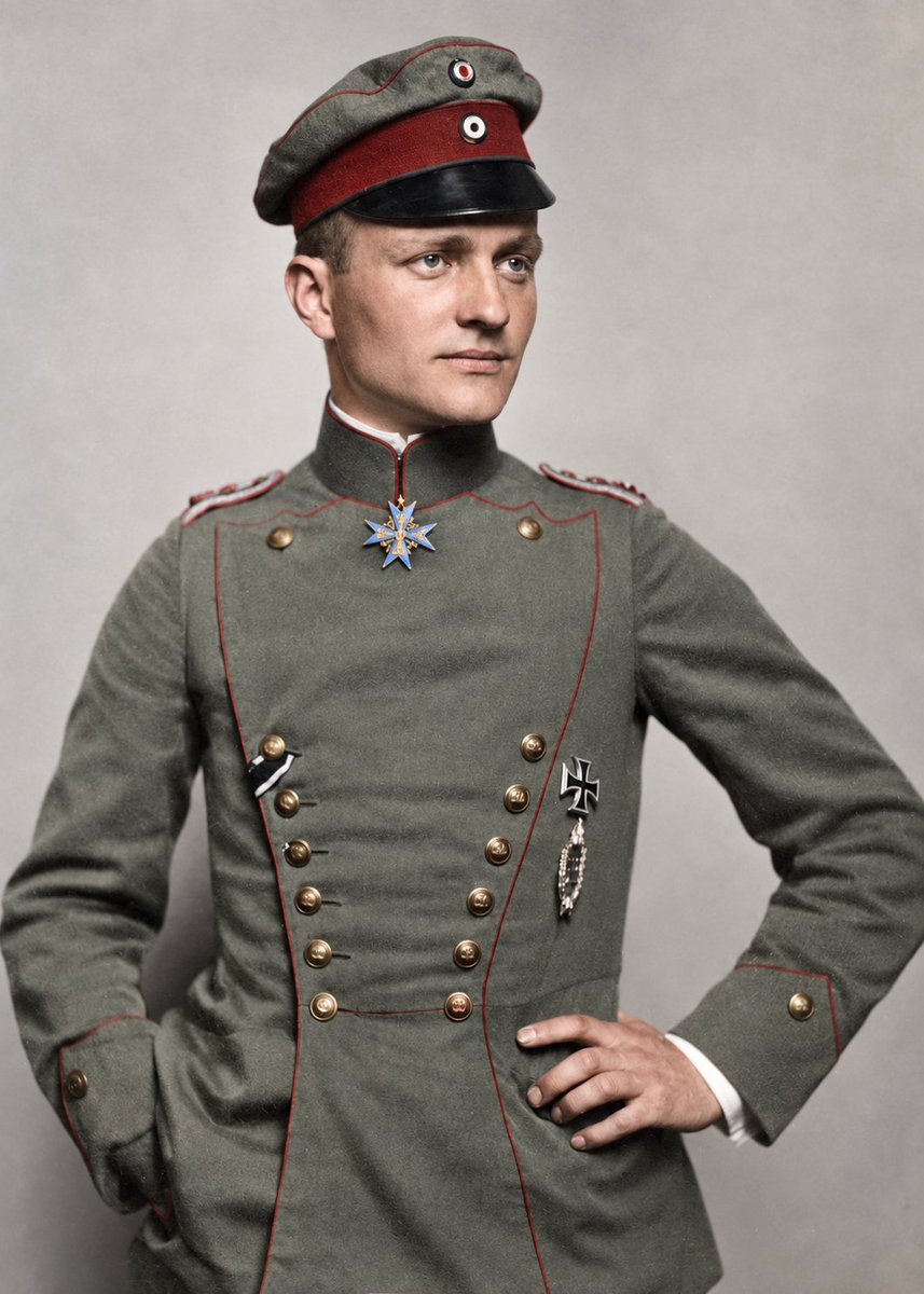 DeputyD33715484's tweet photo. Two striking wartime portraits of Manfred von Richthofen. Behind the famous 'The Red Baron' nickname stood a young officer whose image became one of the most enduring personal symbols of aerial warfare in the First World War. #LestWeForget https://t.co/Wqeic9eGKu