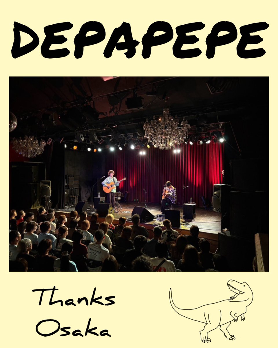 DEPAPEPE_miura's tweet photo. FCツアー2日目は梅田シャングリラ♪
今日も平日開催にも関わらず沢山の方々が駆けつけてくれて嬉しい☺️楽しいライブになりました！
初日を経てまた日替わり楽曲含め色々盛り込んでみました！
大阪も思い出いっぱいなので、色んな話も出てきましたね〜☺️
皆さん、本当にありがとうございました！！ https://t.co/E4q9wlcKsw