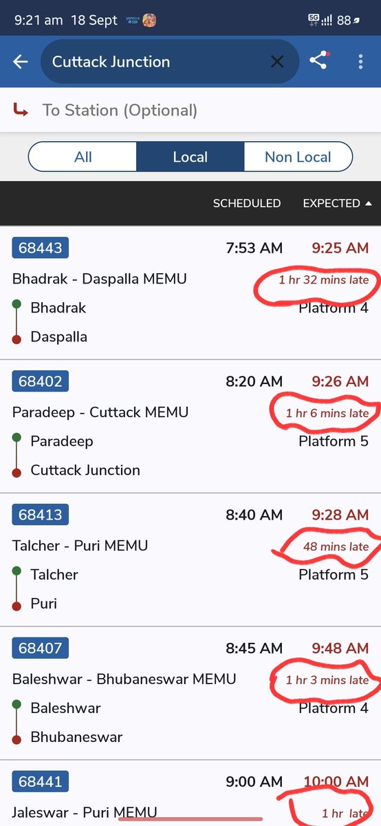 AlwaysOdia's tweet photo. MEMU Trains are running by More than 1 hour late for only 30km to cover. Poor Odias 🫪🫪🫪 @CJP_for_India
@Abhijeet_Dipke
@RailMinIndia
@AshwiniVaishnaw
@DRMKhurdaroad
@MohanMajhiCMO
@Narendramodi
@srdomkur https://t.co/ShvC9lVAIm