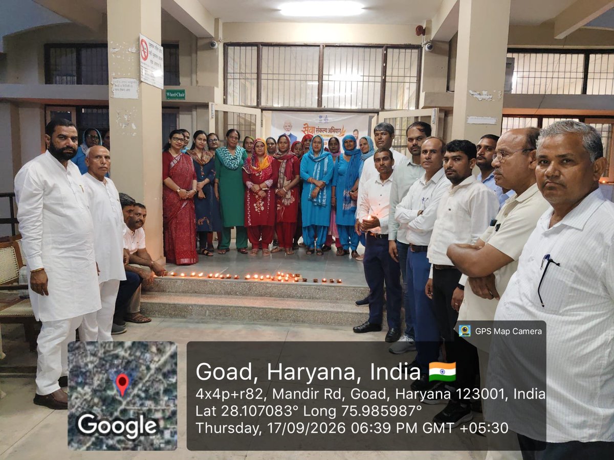 Nhmnarnaul's tweet photo. Lightning of Lamps has been done at every Health Facilities of District Narnaul On the occasion of Birthday of Honble Prime Minister Shri Narender Modi Ji. Sewa Sankalp Abhiyan initiate as on 17-09-2026. https://t.co/YDqZo9IbhG