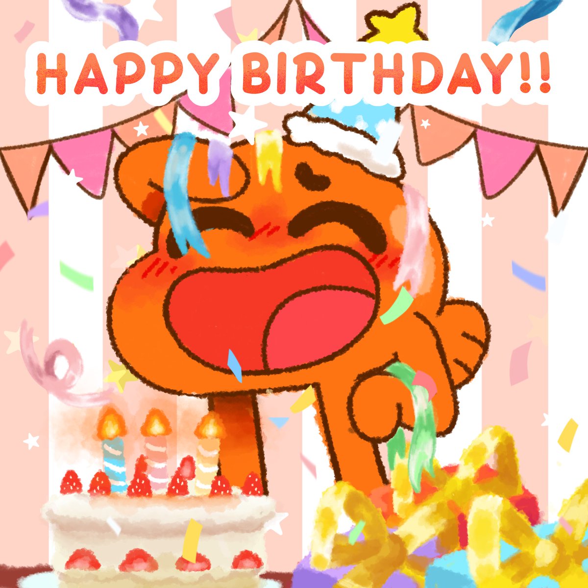 Mariya2680's tweet photo. Happy Birthday Darwin!!!!🐟🧡🎉🎂🥔
#tawog #TheAmazingWorldOfGumball https://t.co/H6TqwBI7SI